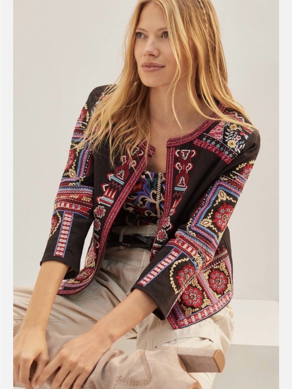 Anthropologie embroidered jacket S